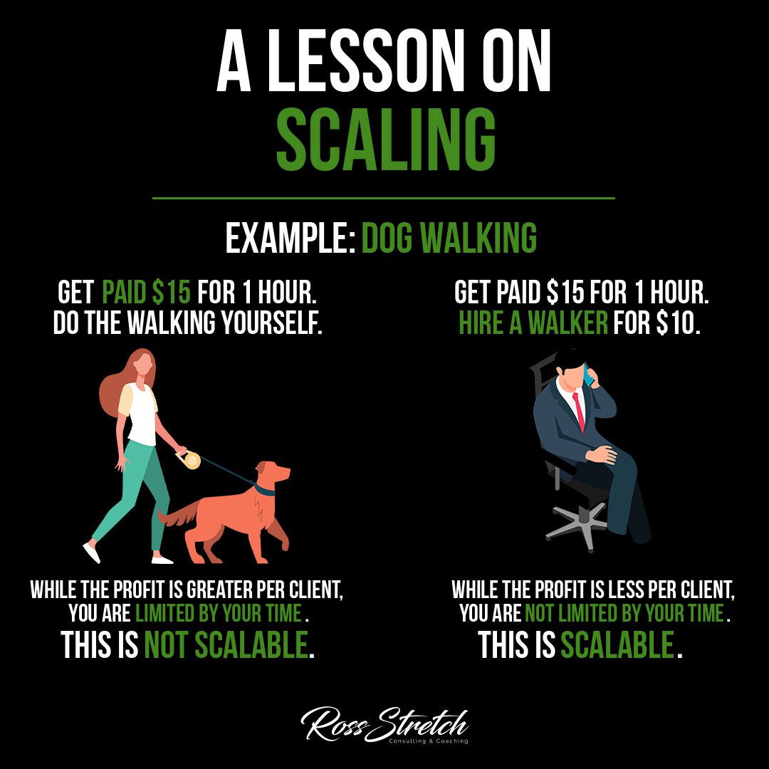 Infographic demonstrating the principles and strategies of scaling for growth and expansion.