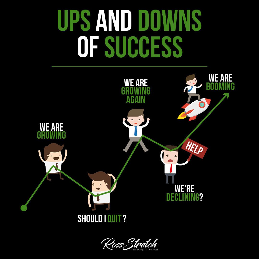 Infographic illustrating the highs and lows of the journey to success.